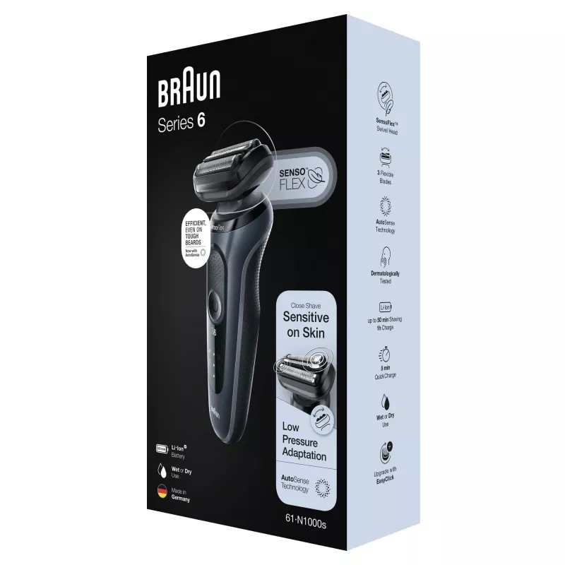 Braun Series 6 61-N1000s kalvosarja-ajokone musta, harmaa