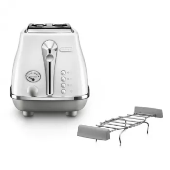 Leivänpaahdin De’Longhi CTOC2103.W 2 viipaletta 900 W valkoinen ruostumaton teräs