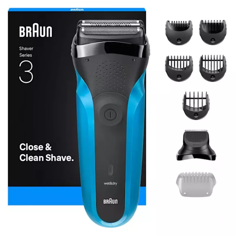 Braun Series 3 310BT kalvoparranajokone trimmerillä, musta, sininen
