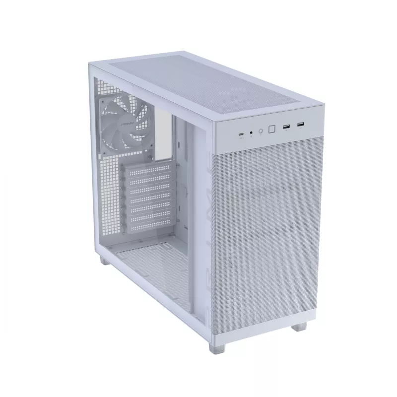 ASUS PRIME AP303 TG 90DC00V3-B39010 Midi Tower -tietokonekotelo, ATX/Micro-ATX, karkaistu lasi, 2x USB 3.2, ilman virtalähdettä, valkoinen