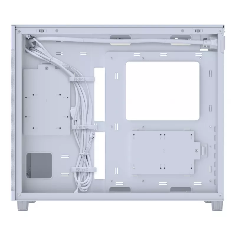 ASUS PRIME AP303 TG 90DC00V3-B39010 Midi Tower -tietokonekotelo, ATX/Micro-ATX, karkaistu lasi, 2x USB 3.2, ilman virtalähdettä, valkoinen