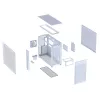 ASUS PRIME AP303 TG 90DC00V3-B39010 Midi Tower -tietokonekotelo, ATX/Micro-ATX, karkaistu lasi, 2x USB 3.2, ilman virtalähdettä, valkoinen
