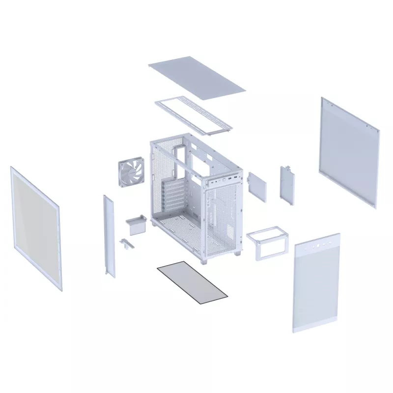 ASUS PRIME AP303 TG 90DC00V3-B39010 Midi Tower -tietokonekotelo, ATX/Micro-ATX, karkaistu lasi, 2x USB 3.2, ilman virtalähdettä, valkoinen