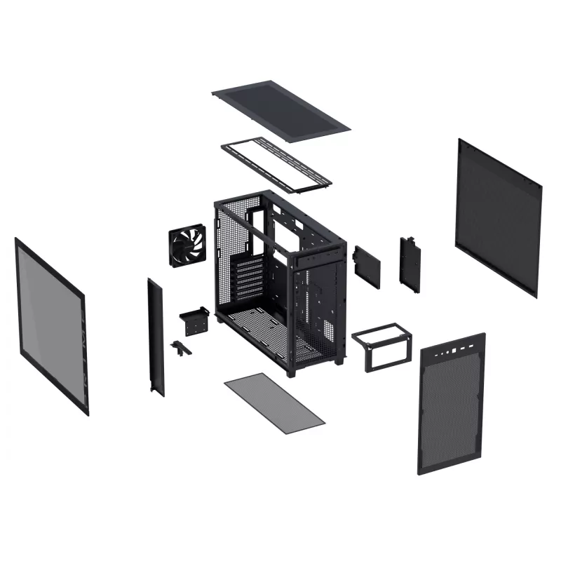 ASUS PRIME AP303 TG 90DC00V0-B39010 Midi Tower -tietokonekotelo, ATX/Micro-ATX/Mini-ITX, karkaistu lasi, 2x USB 3.2, ilman virtalähdettä, musta
