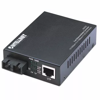 Intellinet Fast Ethernet -mediakonvertteri, 10/100Base-Tx – 100Base-Fx (SC) monimuoto, 2 km