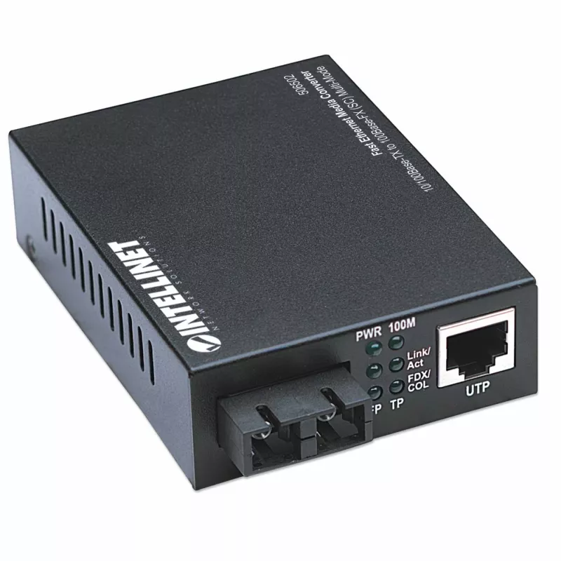 Intellinet Fast Ethernet -mediakonvertteri, 10/100Base-Tx – 100Base-Fx (SC) monimuoto, 2 km