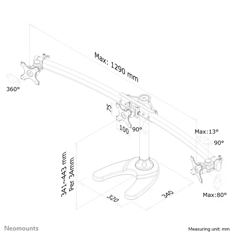 Neomounts FPMA-D700DD3 näyttöteline 10-27