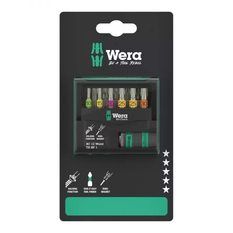 Wera 05073641001 Bit-Check 12 Wood TORX HF 1 SB kärkisarja