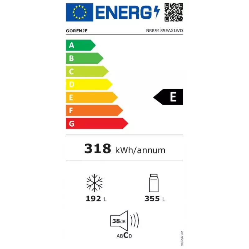 Gorenje NRR9185EAXLWD Side-by-Side-jääkaappi 547 L