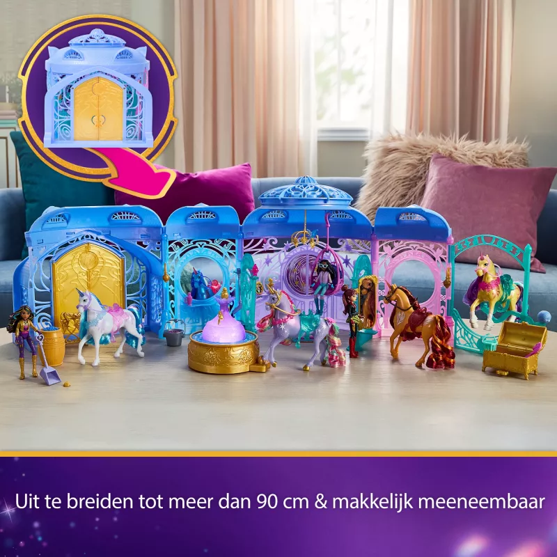 Leikkisetti Spin Master Unicorn Academy talli, jossa suihkulähde, valo- ja äänitehosteet