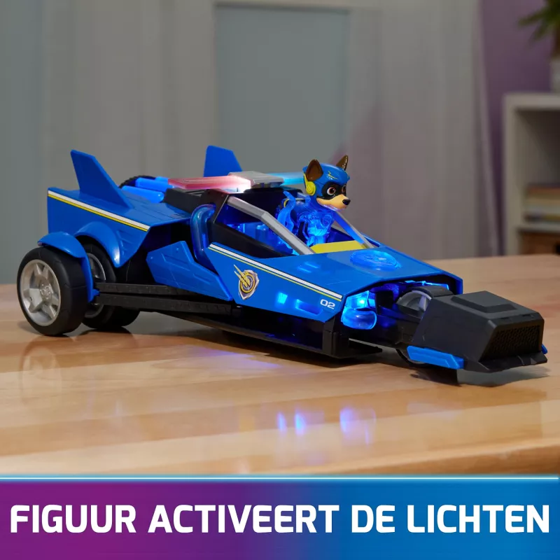 Poliisiauto PAW Patrol Chase’s Mighty Transforming Cruiser valoilla ja äänillä