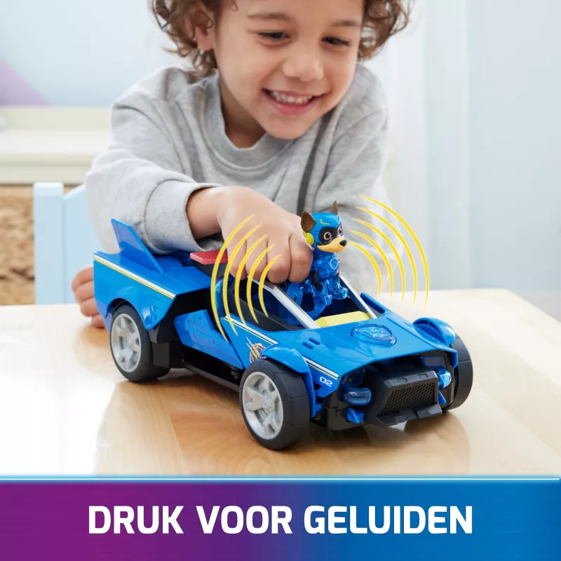 Poliisiauto PAW Patrol Chase’s Mighty Transforming Cruiser valoilla ja äänillä