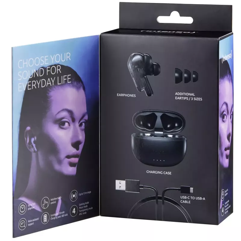 Kuulokkeet Intenso musta Buds T300A