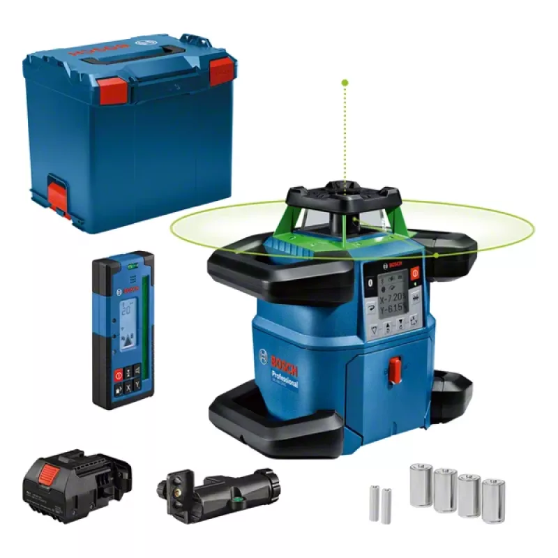 Pyörölähetin Bosch GRL 650 CVHG Professional 18 V vihreällä laserlinjalla, L-BOXX