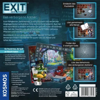Palapeli Kosmos EXIT – Das Puzzle: Das verborgene Atelier, 500 palaa
