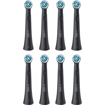 Oral-B iO Ultimate Clean vaihtoharjaspäät — 8 kpl:n pakkaus, musta, ylivoimaiseen plakin poistoon