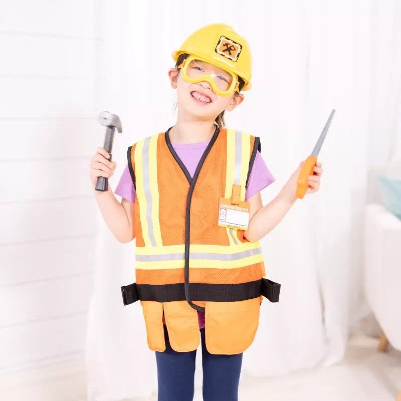 Melissa & Doug rakennustyöläisen rooliasu pukusarja (6 osaa)