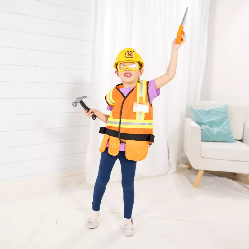 Melissa & Doug rakennustyöläisen rooliasu pukusarja (6 osaa)