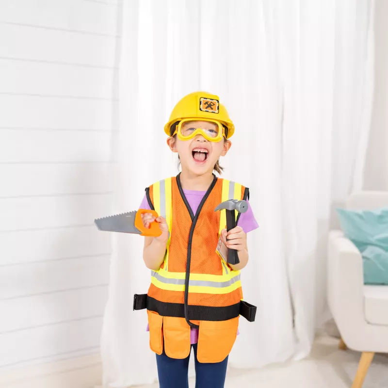 Melissa & Doug rakennustyöläisen rooliasu pukusarja (6 osaa)