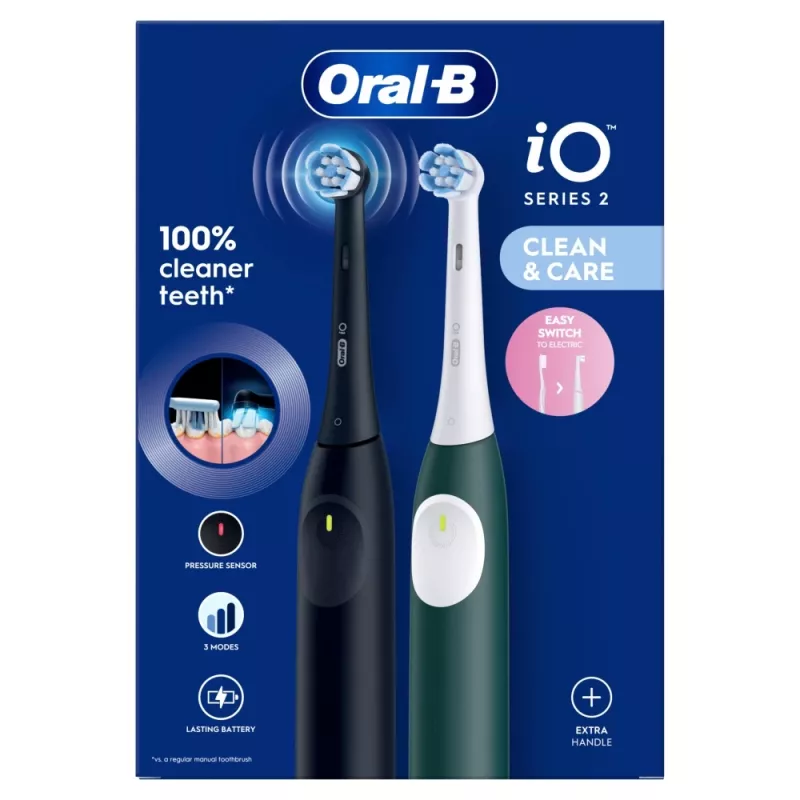 Sähköhammasharja BRAUN Oral-B iO Series 2 Duo musta/vihreä, ladattava, malli 62418