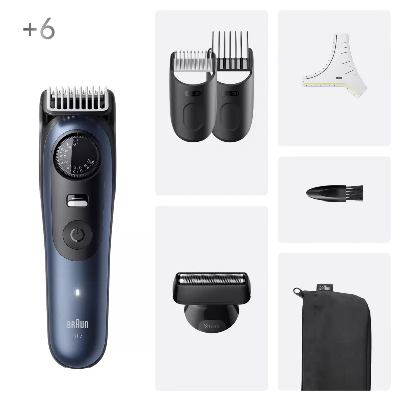 Braun BeardTrimmer 7 BT7520 akku 40 2 cm märkä & kuiva musta, sininen