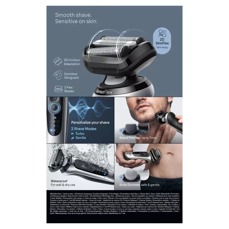 Braun Series 6 62-S7650cc hopea - kalvorasvari Li-Ion-akulla