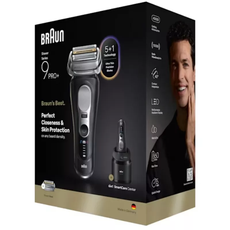 Kalvorasvari Braun Series 9 Pro+ 9660CC musta hopea ruostumaton teräs