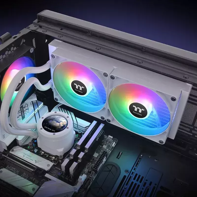Thermaltake TH280 V2 Ultra ARGB Sync Snow Edition AIO-nestejäähdytin suorittimelle, 3,02 mmH2O, valkoinen