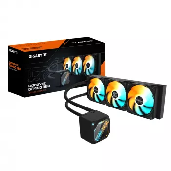 GIGABYTE GAMING 360 -nestekokoonpano-CPU-jäähdytin – 3x120 mm ARGB-tuuletinta, liukukiinnitysmekanismi, DAISY-CHAIN, yhteensopiva Intel LGA 1851 ja AMD AM5 kanssa