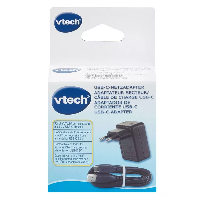 VTech USB-C-verkkolaite, 7,5 W, musta, oppimisleluille