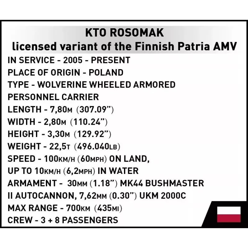 Palikkamallisarja Cobi Armed Forces KTO Rosomak 2-in-1 (COBI-2629)