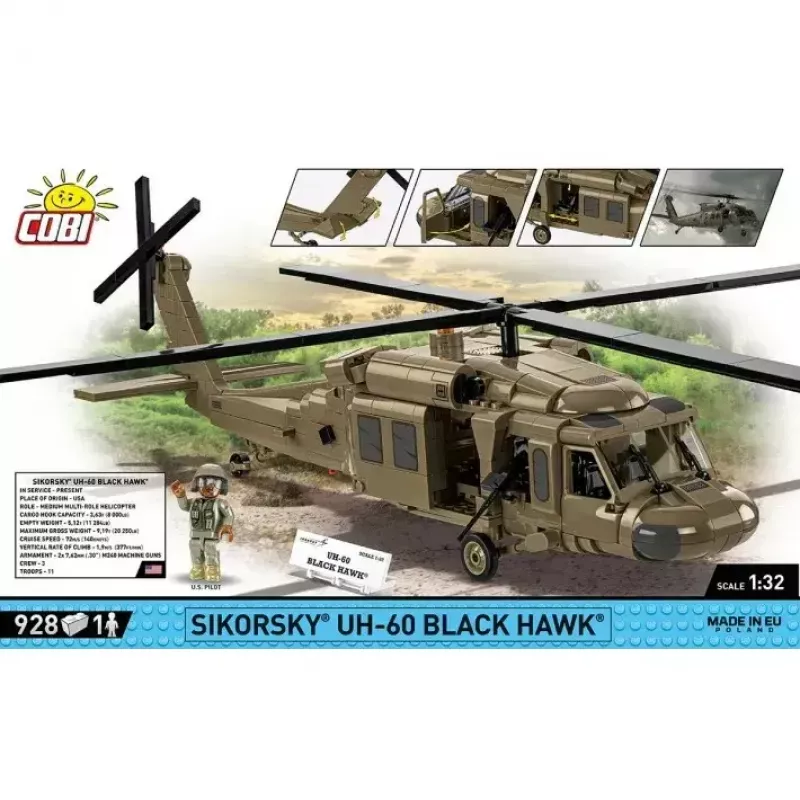 Rakennussarja Cobi Sikorsky UH-60 Black Hawk 928 palikkaa, malli COBI-5906