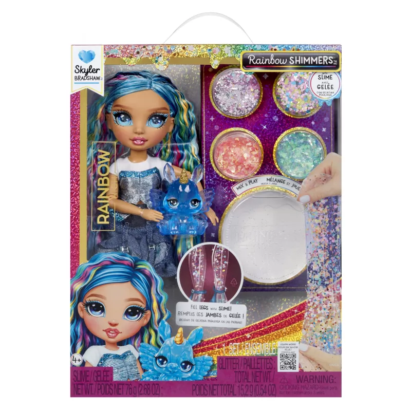 Rainbow High Rainbow Shimmers kanssa Slime muotinukke - Skyler (sininen)