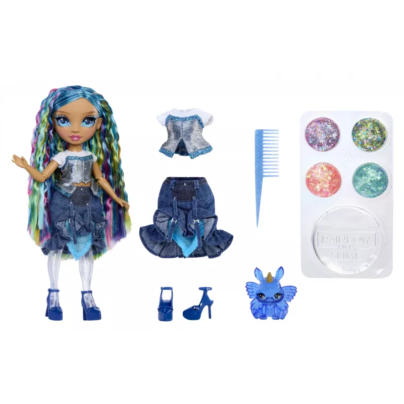 Rainbow High Rainbow Shimmers kanssa Slime muotinukke - Skyler (sininen)
