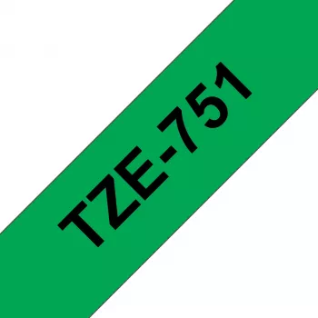 Laminoitu merkintänauha Brother TZe-751 24 mm – musta vihreällä, 8 m, harmaa kasetti