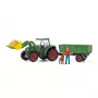 Traktori perävaunulla Schleich FARM WORLD 42608 musta vihreä punainen keltainen