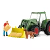 Traktori perävaunulla Schleich FARM WORLD 42608 musta vihreä punainen keltainen