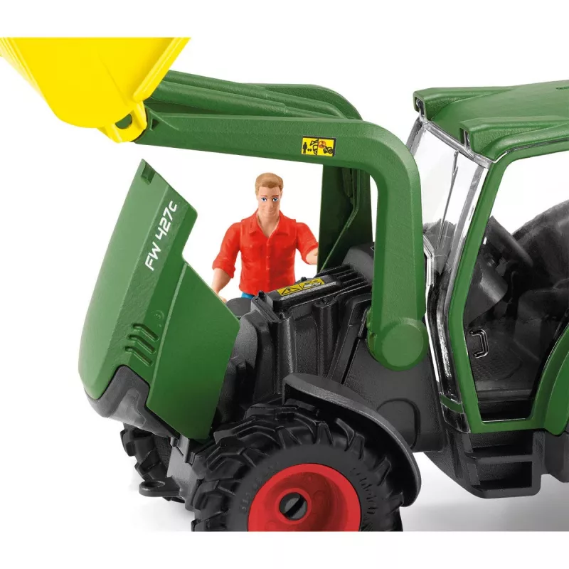 Traktori perävaunulla Schleich FARM WORLD 42608 musta vihreä punainen keltainen