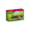 Traktori perävaunulla Schleich FARM WORLD 42608 musta vihreä punainen keltainen