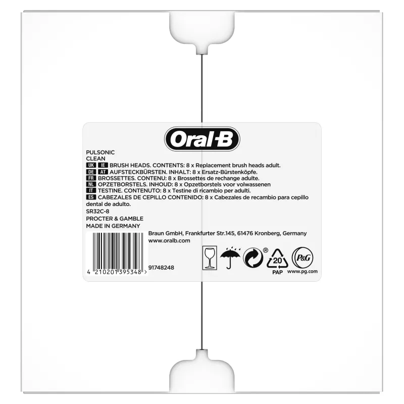Oral-B Pulsonic Clean 81748491 hammasharjan pää 8 kpl valkoinen