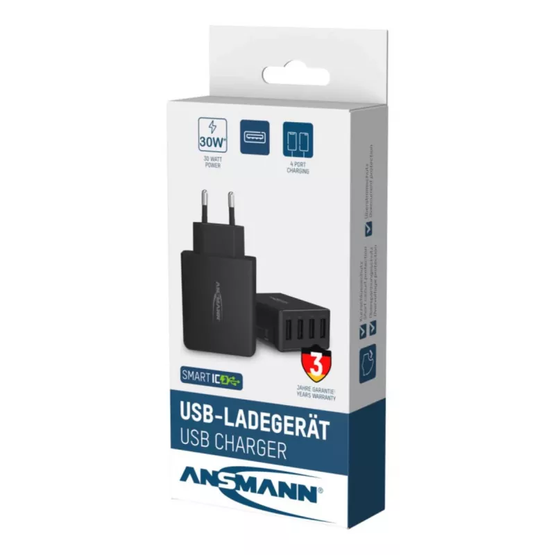ANSMANN seinä-USB-laturi 4 porttia