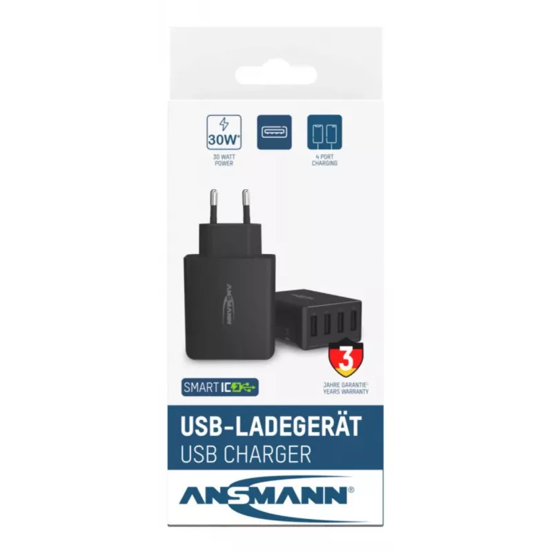 ANSMANN seinä-USB-laturi 4 porttia