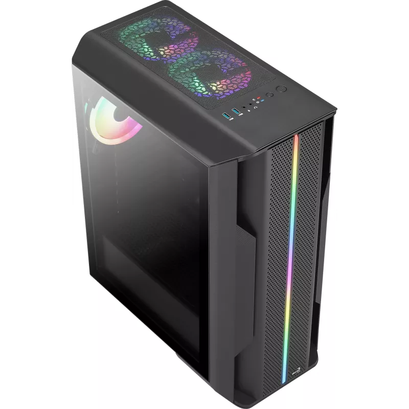 Aerocool Splinter Duo-G-BK-v1 ATX Mid Tower -tietokonekotelo, karkaistu lasi, musta