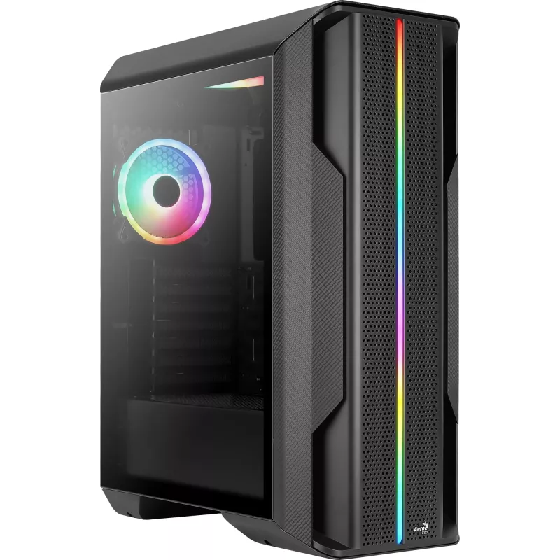 Aerocool Splinter Duo-G-BK-v1 ATX Mid Tower -tietokonekotelo, karkaistu lasi, musta