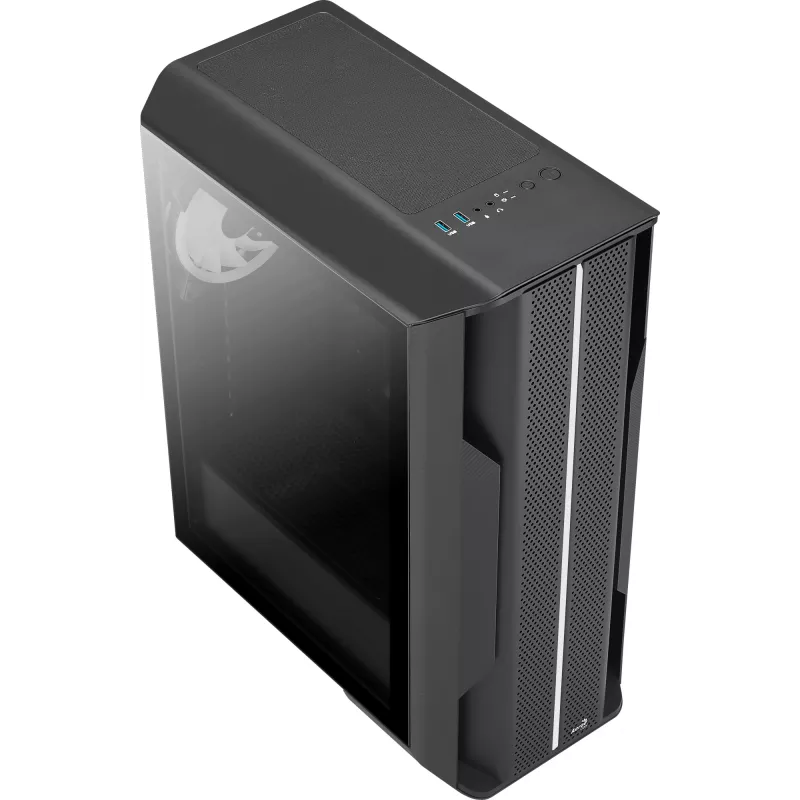 Aerocool Splinter Duo-G-BK-v1 ATX Mid Tower -tietokonekotelo, karkaistu lasi, musta