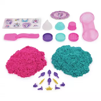 Kinetic Sand Shimmer, yksisarvisen leivontaleikkisetti, 16 oz (Shimmer-turkoosi ja pinkki neon), 8 yksisarvisen työkalua, sensorinen lelu yli 3-vuotiaille lapsille