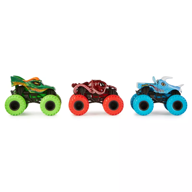 Monster Jam, Charged Beasts -sarja, virallinen, Dragon, Octon8er, Jurassic Attack, valetut monsteriautot mittakaavassa 1:64, lelu pojille ja tytöille yli 3-vuotiaille