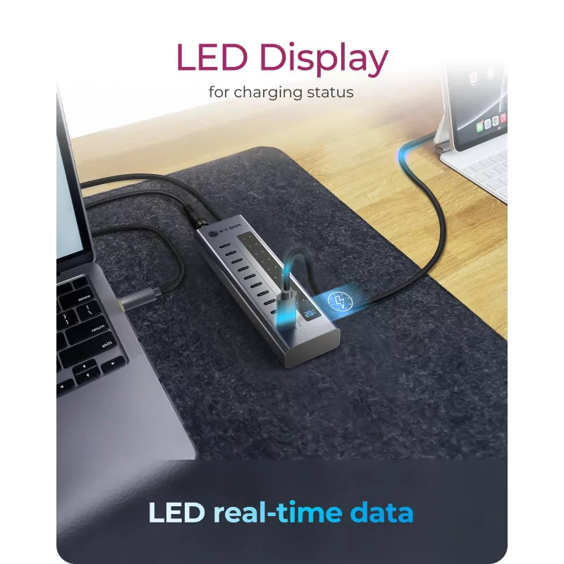 USB-keskitin icybox IB-HUB1450-C31 — 10 porttia, USB 3.2