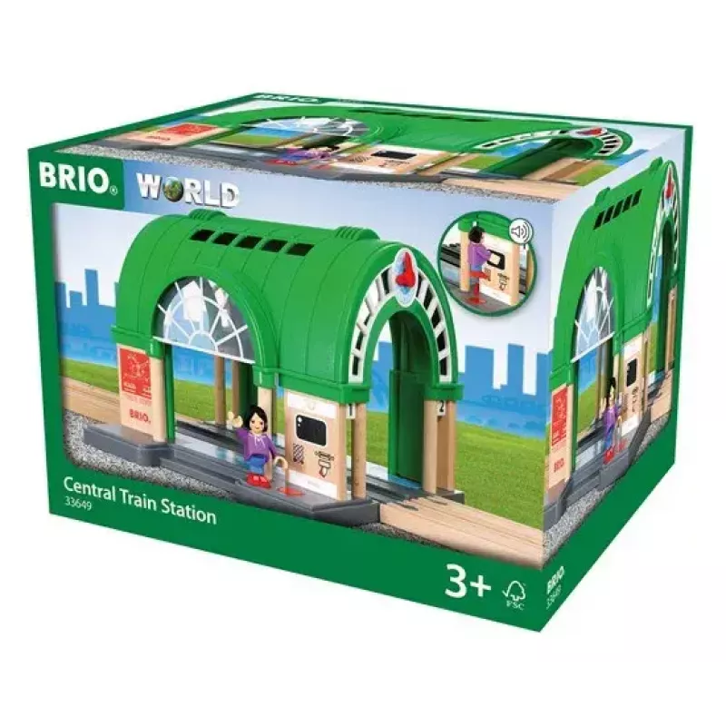 BRIO World 33649 päärautatieasema lippuautomaatilla, vihreä/harmaa