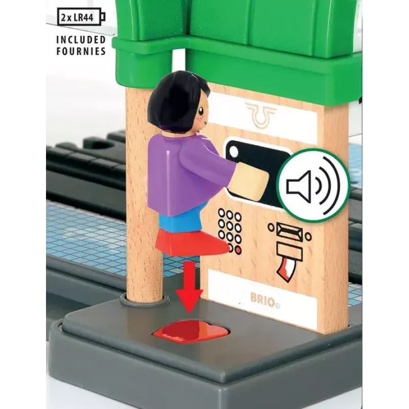 BRIO World 33649 päärautatieasema lippuautomaatilla, vihreä/harmaa